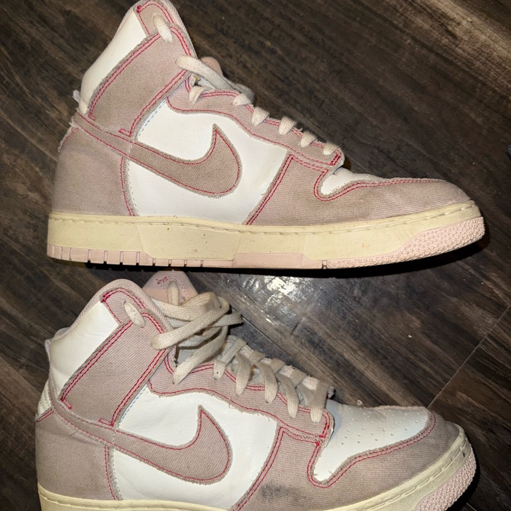 Nike Pink and White High-Top Athletic Shoes